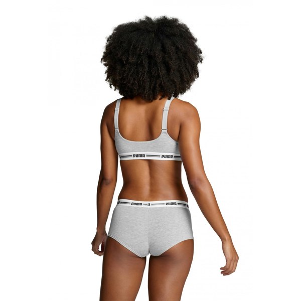 Puma 2-Pack Striped Logo Mid-Rise Mini Shorts, Grey Melange