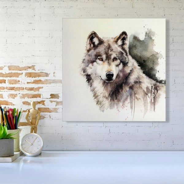 Warren Reed Loyal Wolf Watercolour Canvas