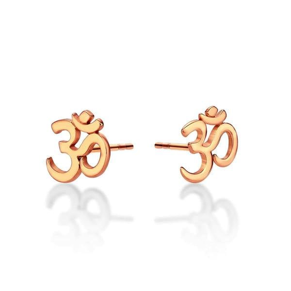namana Rose Gold Plated 925 Sterling Silver Divine OM Stud Earrings For Women