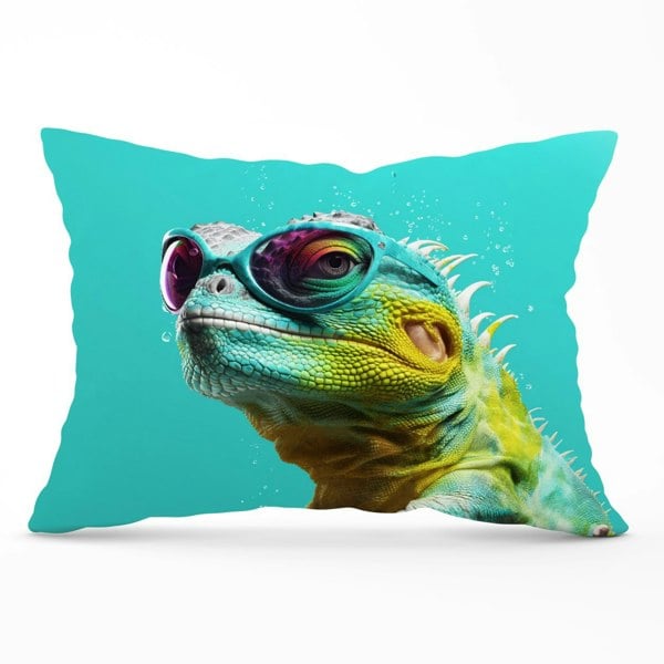 Warren Reed Splashart Iguana Wearing Glasses Cushions