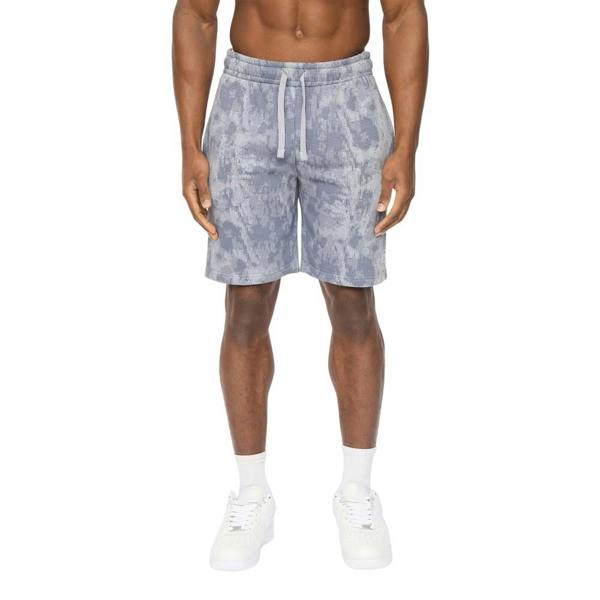 Crosshatch Mens Bardon Camo Sweat Shorts - Steel Blue Camo - 
