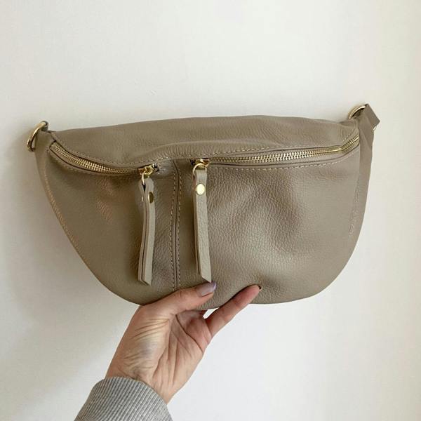 Large Leather BumBag / Sling Bag (Exposed Zips)