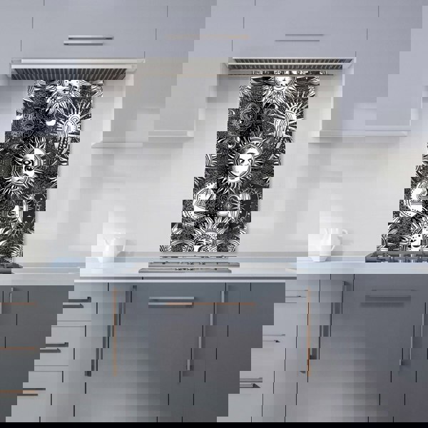 Warren Reed - Designer Moon and Sun Black White Kitchen Splashback