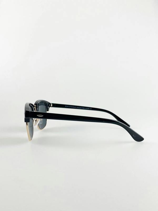 Black Clubmaster Sunglasses with Black Lenses - svnx