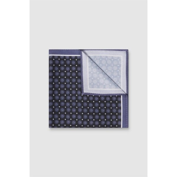Alexandre Silver Alexandre Blue Silk Geo Pocket Square