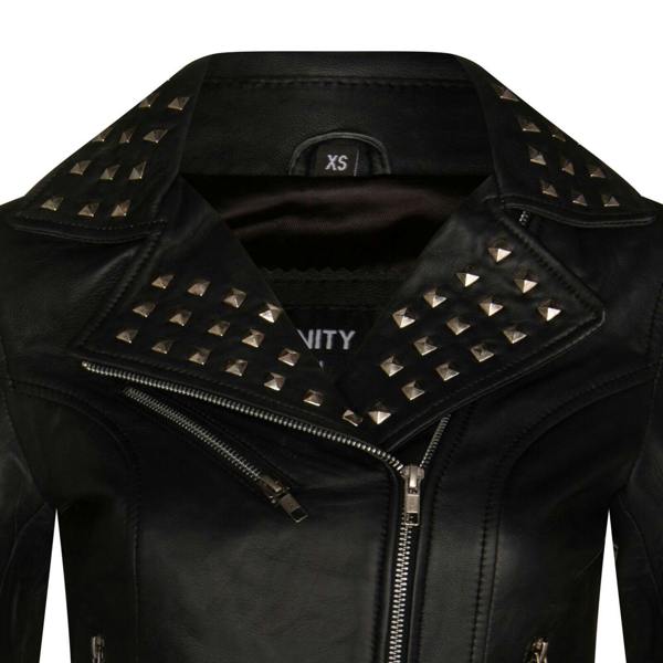 Infinity Leather Womens Gothic Biker Leather Jacket with Studs-Bilbao