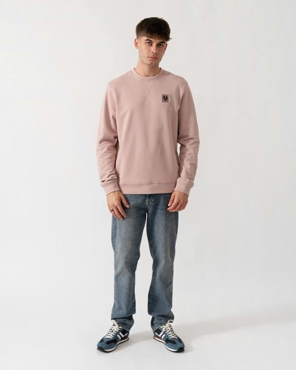 Belstaff Mens Logo Sweatshirt - Dusk Pink | CHO | Designer Mens Crew Neck Sweatshirts