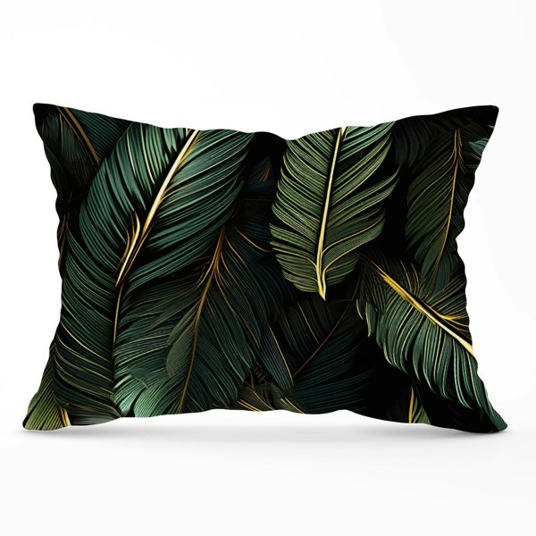 Warren Reed Green and Gold Leaves Cushions