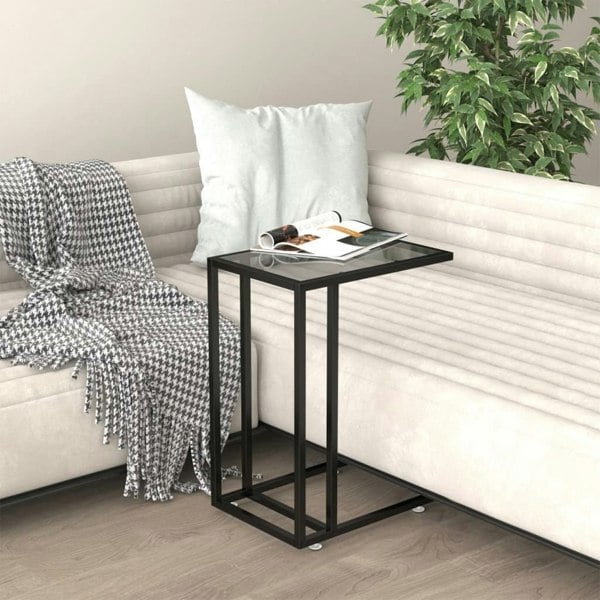 Berkfield Computer Side Table Black 50x35x65 cm Tempered Glass