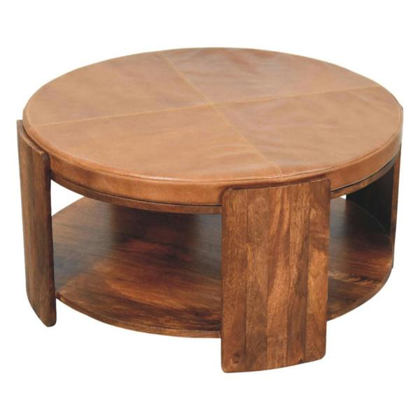 Artisan Furniture Solid Wood Savoy Leather Coffee Table