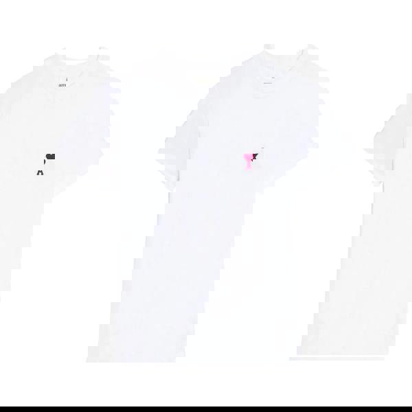 AMI Paris Ami De Coeur Red Embroidered Logo T-Shirt   in  White