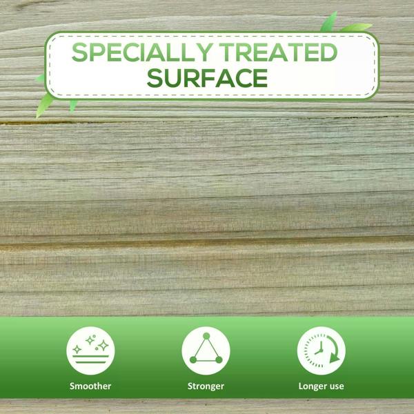 Close-up of specially treated wooden planter surface with smooth, durable finish
