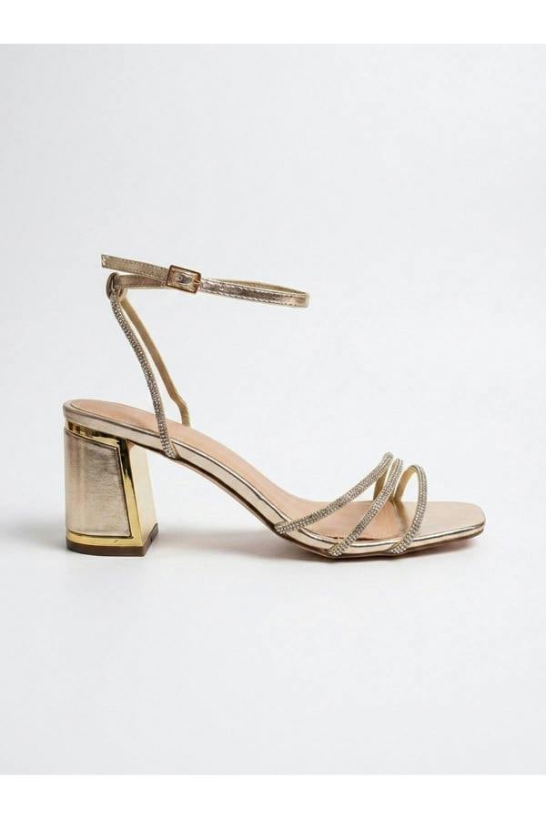 Cordelia Rhinestone Strap Block Heel Sandals | colour:GOLD