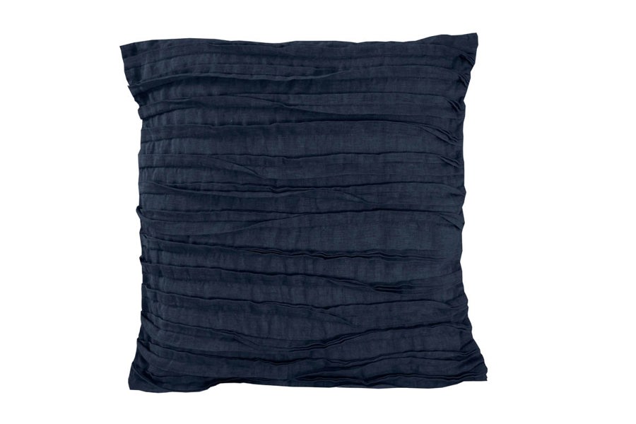 Lazy Linen Pure Washed Linen Ruffled Cushion - Navy