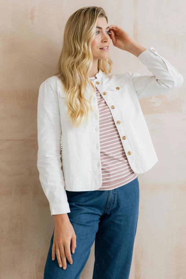 Lily & Me Seren Stretch Cotton Twill Jacket White