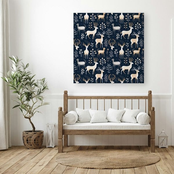 Warren Reed Reindeer, Whimsical, Illustration Pattern Canvas