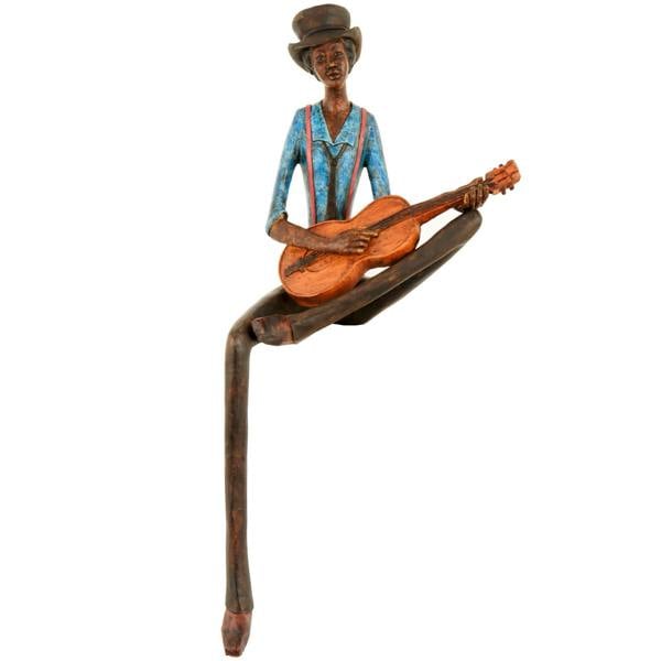 Hill Interiors Sitting Jazz Band Strings Guitar - Brown/Blue - 