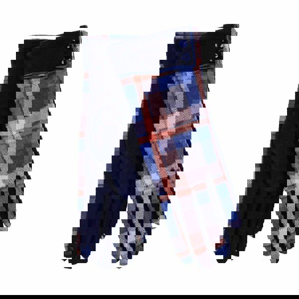 Women's Button Cuff Check Gloves | Soft Moleskin Fabric