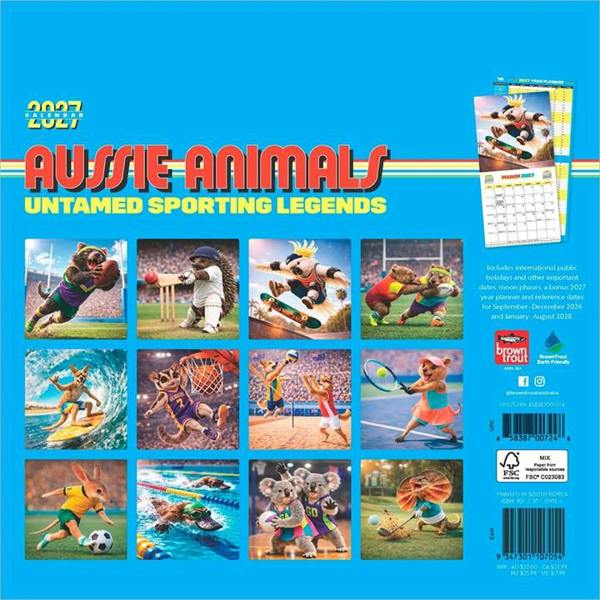 Aussie Animals Calendar 2027, Wall Calendars, Month To View, Animals, Gift