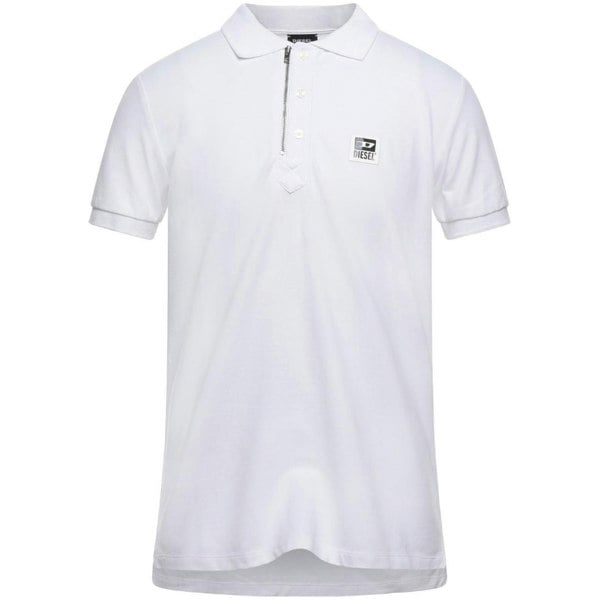 Diesel T-Harry White Zip Closure Polo Shirt S