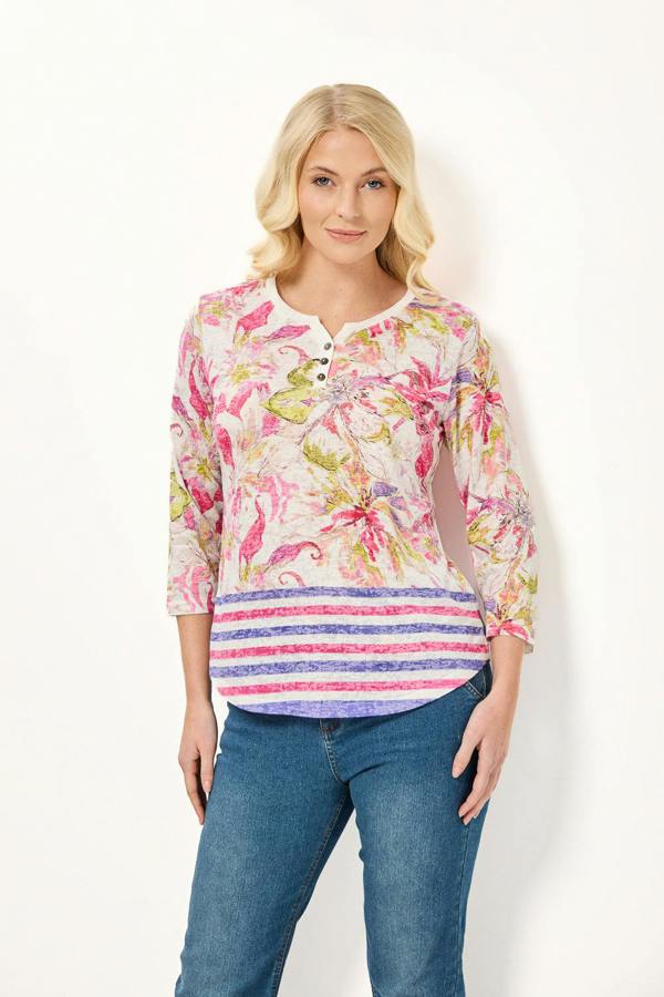 Mudflower Floral Print Lightweight Top