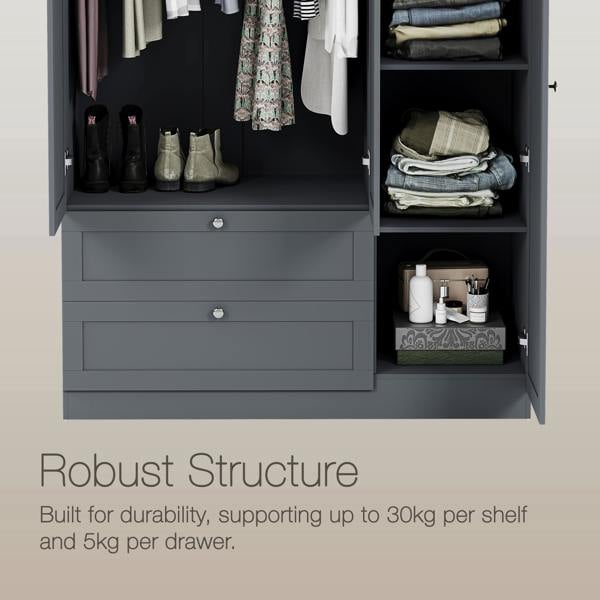 Vida Designs Altino 3 Door 2 Drawer Mirrored Wardrobe