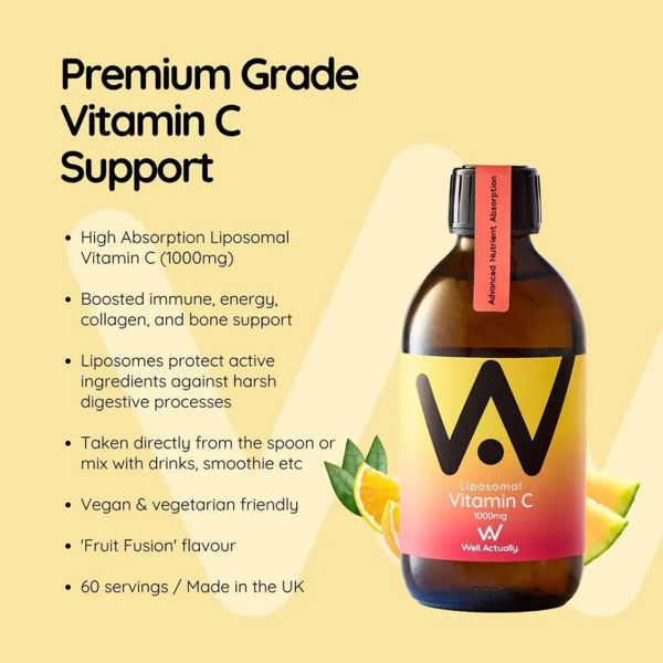 Well Actually Vitamin C 1000mg - Liposomal Liquid H - 250ml - Fruit Fusion
