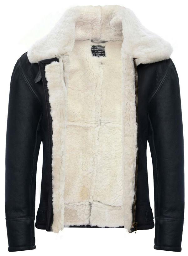 Infinity Leather Mens B3 WW2 Leather Sheepskin Aviator Flying Jacket-Charleston