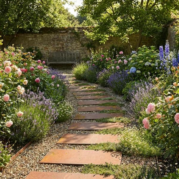 Nicoman Pre-Rusted Metal Stepping Stones – Garden Pathway Paving Slabs