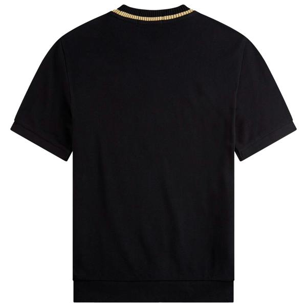 Rear view of Fred Perry Crew Neck Pique T-Shirt for Men in Black