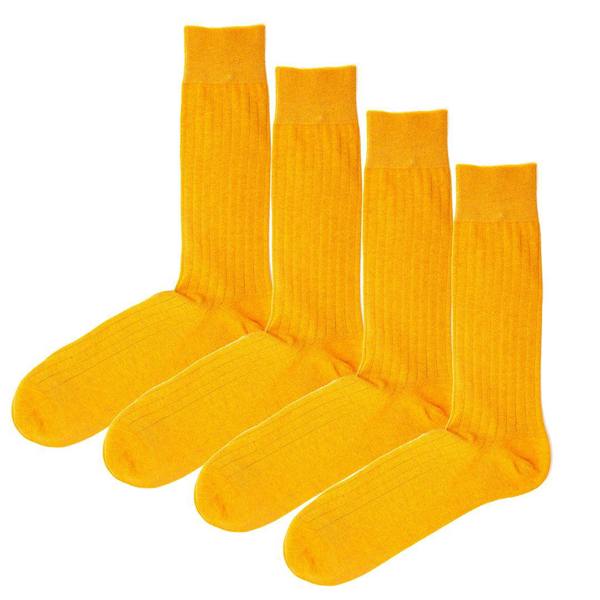 Jemsox 4 Pack - Premium Fine Ribbed Men’s Wedding & Formal Socks – Warm Ochre