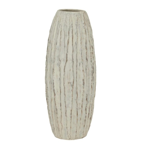 Hill Interiors Lorenzo Fin Vase - White/Grey Wash