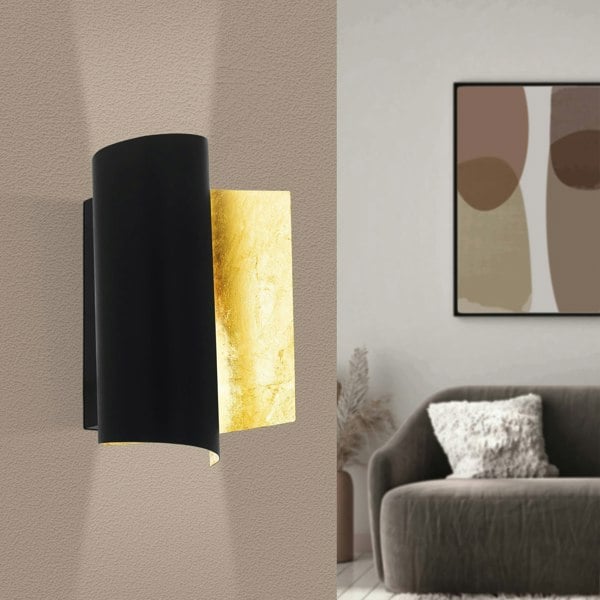 EGLO Falicetto Black & Gold Wall Light – Modern Industrial Accent Lamp WBS