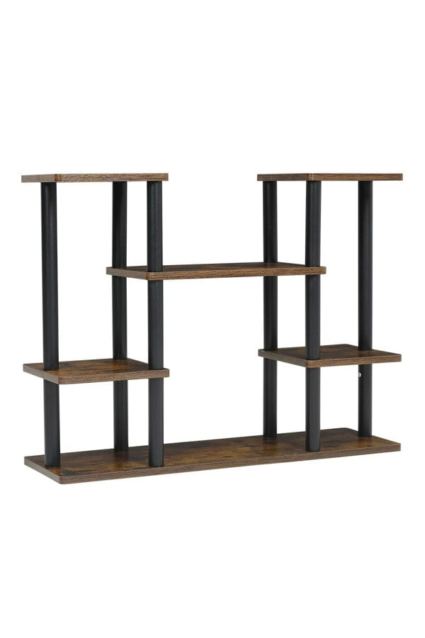 Living and Home 6 Tier Retro Brown Plant Stand Flower Display Shelf Wood Bookcase