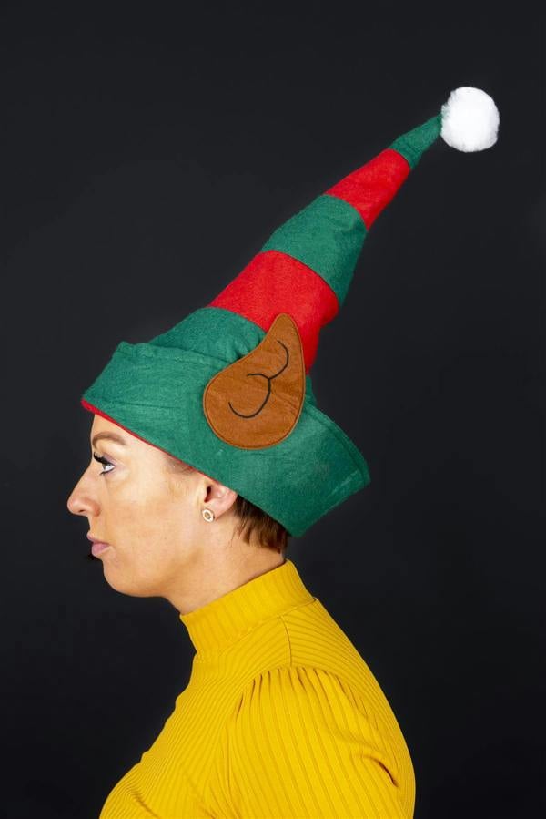 Shatchi One Size Christmas Elf Hat with Ears in Green, Soft Polyester Fancy Dress Accessory