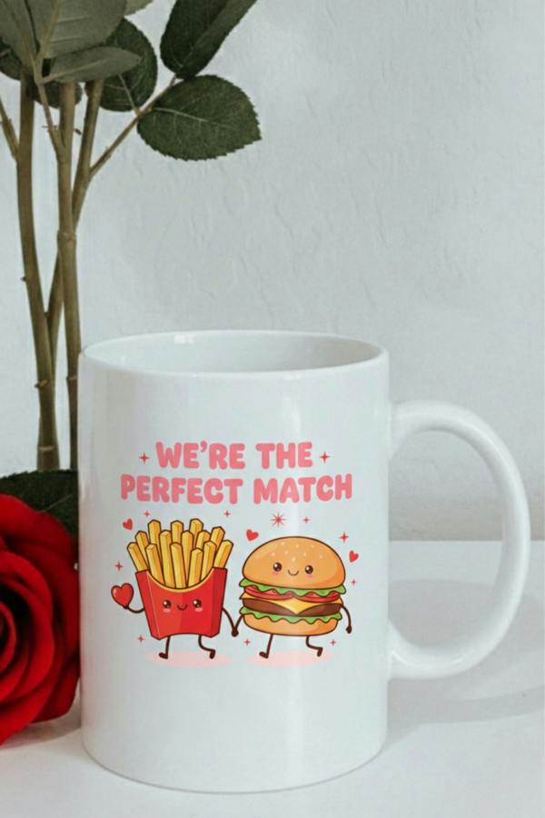 Dyzi We’re The Perfect Match Printed Ceramic Mug Valentine’s Day Gift