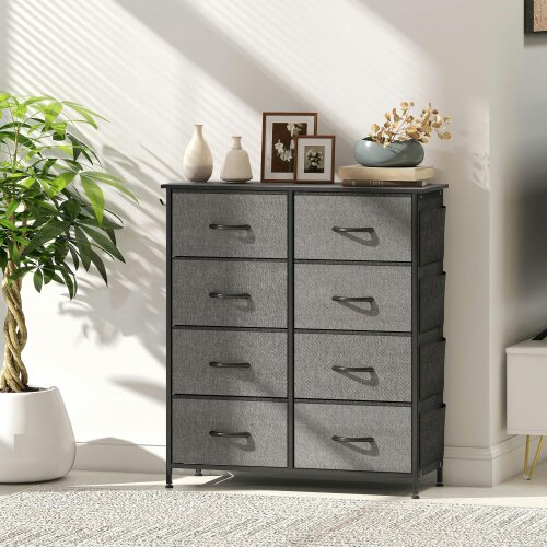 Wyld Haus Niri Fabric And Metal Charcoal Grey 8 Drawer Storage Chest