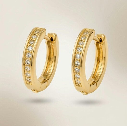 The Colourful Aura Gold Crystal Huggie Hoop Earrings 1cm Brass Huggie Hoops