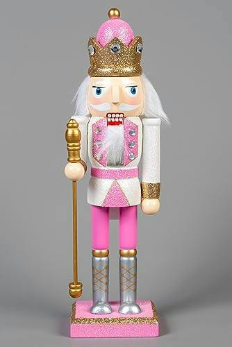 25cm Pink Wooden Nutcrackers Soldiers King Drummer Christmas Ornament 4pcs Set image 5
