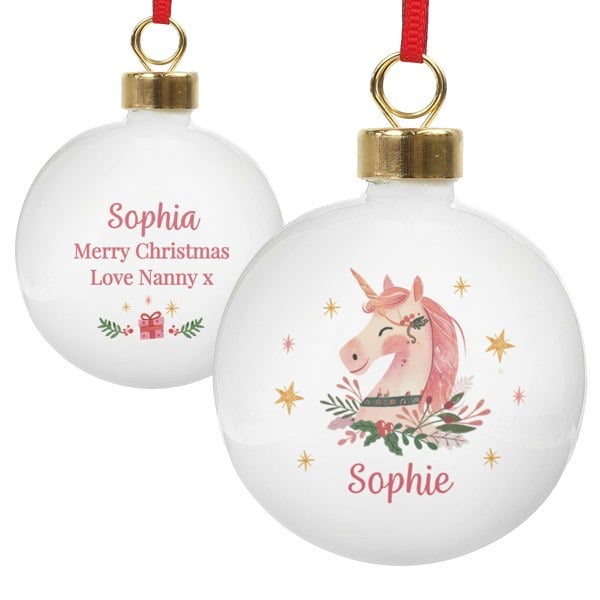 Personalised Memento Company Personalised Unicorn Christmas Bauble