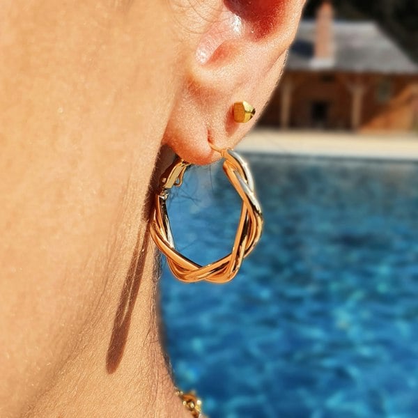 Gold Coco Twisted Hoop Earrings