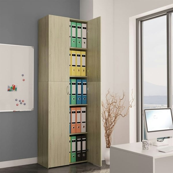 Berkfield Office Cabinet Sonoma Oak 60x32x190 cm Engineered Wood