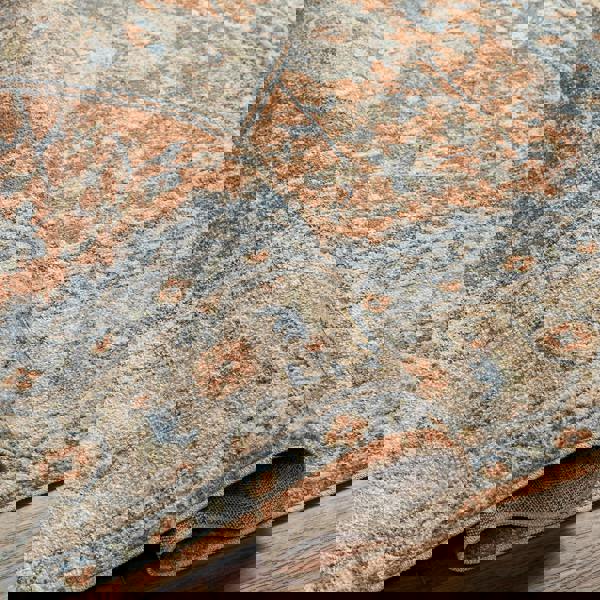 Livabliss Lillian-Washable Orange Brown Traditional Vintage Boho Rug