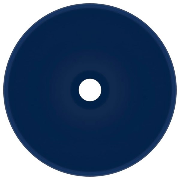 Berkfield Luxury Bathroom Basin Round Matt Dark Blue 32.5x14 cm Ceramic