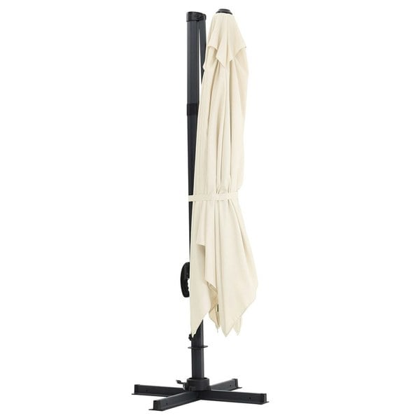 Beige 3 x 3 m Square Cantilever Parasol Outdoor Hanging Umbrella for Garden and Patio Parasols Living and Home