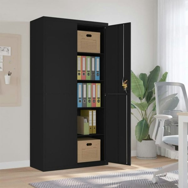 Berkfield File Cabinet Black 90x40x180 cm Steel