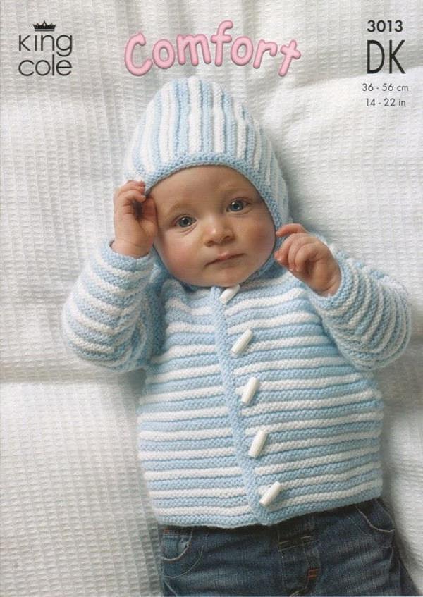 King Cole Comfort Knitting Pattern 3013, Jackets, Sweaters for Baby, 14 - 22 Inches - Easy