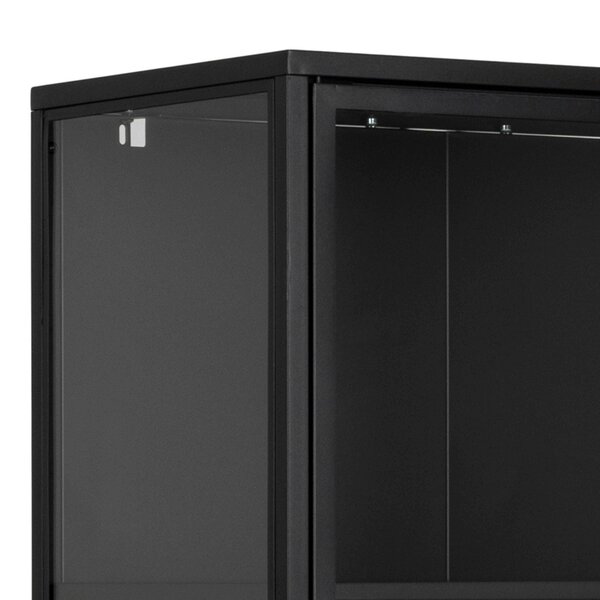 Wyld Haus Graz Matt Black Metal Tall Display Cabinet 2 Doors