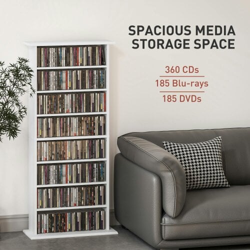 Wyld Haus Talasa Wood White CD Storage Unit With 360 Disc Capacity