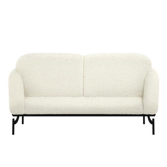 Wyld Haus Samba White Boucle Teddy 2 Seater Sofa Black Metal Legs